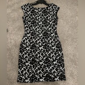 Cocktail Mini Dress- Size 8- black and white sequin in leopard print pattern